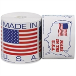 Picture for category <p>Patriotic labels identify products made in the United States.</p>
<ul>
<li>Table top dispensers available stock numbers SL9506, SL9512 and SL9518.</li>
<li>Wall Mount dispensers available stock numbers LDM250, LDM450, LDM850 and LDM1250.</li>
<li>500 per roll.</li>
</ul>