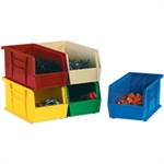 Picture for category <p>Keep small parts organized.</p>
<ul>
<li>Injection molded plastic construction with front label slots for ID labels.</li>
<li>Built in rear hanger allows bins to hang from louvered panels or rails.</li>
<li>Bins stack to save space.</li>
<li>Priced by the individual bin, sold in case quantities.</li>
</ul>