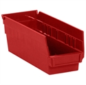 Picture of 11 5/8" x 4 1/8" x 4" Red Plastic Shelf Bin Boxes