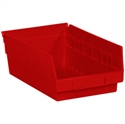 Picture of 11 5/8" x 6 5/8" x 4" Red Plastic Shelf Bin Boxes