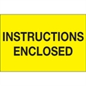 Picture of 2" x 3" - "Instructions Enclosed" (Fluorescent Yellow) Labels