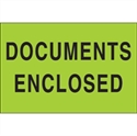 Picture of 2" x 3" - "Documents Enclosed" (Fluorescent Green) Labels
