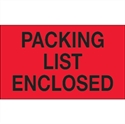 Picture of 3" x 5" - "Packing List Enclosed" (Fluorescent Red) Labels