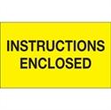 Picture of 3" x 5" - "Instructions Enclosed" (Fluorescent Yellow) Labels