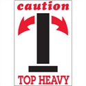 Picture of 4" x 6" - "Caution - Top Heavy" Arrow Labels