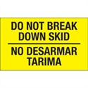 Picture of 3" x 5" - "No Desarmar Tarima" (Fluorescent Yellow) Bilingual Labels
