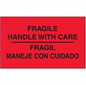 Picture of 3" x 5" - "Fragil - Maneje Con Cuidado" (Fluorescent Red) Bilingual Labels