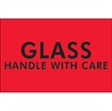 Picture of 2" x 3" - "Glass - Handle With Care" (Fluorescent Red) Labels