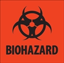Picture of 4" x 4" - "Biohazard" Fluorescent Red Labels