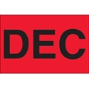 Picture of 2" x 3" - "DEC" (Fluorescent Red) Months of the Year Labels