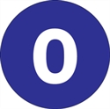 Picture of 1" Circle - "0" (Dark Blue) Number Labels