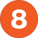 Picture of 1" Circle - "8" (Orange) Number Labels