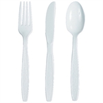 Picture for category <p>Disposable plastic utensils are perfect for lunch rooms, cafeterias and restaurant carry-out orders.</p>
<ul style="list-style-type: square;">
<li>Strong plastic construction.</li>
<li>Cost effective - no washing or lost silverware costs.</li>
</ul>