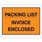 Picture for category 4 1/2" x 5 1/2" Orange-"Packing List/Invoice Enclosed" Envelopes