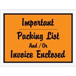 Picture for category 4 1/2" x 6" Orange-"Important Packing List And/Or Invoice Enclosed" Envelopes