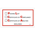 Picture for category 5 1/2" x 10"-"Packing List/Cert of Compliance/Cert. of Analysis Enclosed" Envelopes
