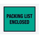 Picture of 7" x 5 1/2" Green "Packing List Enclosed" Envelopes