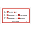 Picture of 5 1/2" x 10" "Packing List/Cert of Compliance/Cert. of Analysis Enclosed" Envelopes