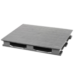Rackable Closed Deck Pallet Picture for category <p>48" x 40" x 5 7/10"<br /><strong>Rackable Closed Deck Pallet</strong><br />Strong plastic pallet with closed deck and cruciform perimeter-base.<br />4-way access is suitable for forklifts.<br />Cruciform perimeter-base allows stable stacking of loaded pallets.<br />Clean pallet is devoid of space which harbor liquids, dust and other debris.<br />Conforms to ISPM 15 regulation.<br />Environmentally-friendly product is made from <strong>100% recycled plastic</strong> and is <strong>completely recyclable</strong>.<br />Static Capacity: 14,100 pounds.<br />Dynamic Capacity: 2,600 - 4,400 pounds.</p>