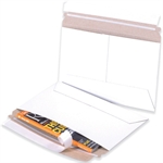 White Side Loading Flat Mailers Picture for category <p>Strong chipboard mailers protect photos and documents during shipping.</p>
<ul>
<li>Manufactured from white chipboard.</li>
<li>Light-weight to save on postage.</li>
<li>No additional stiffeners needed.</li>
<li>Side loading style makes inserting and retrieving documents easier.</li>
<li>Peel and seal closure.</li>
<li>Pull tab tear strip for easy opening.</li>
<li>Sold in case quantities.</li>
</ul>