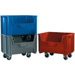 Picture for category <p>Ideal for transporting heavy parts.</p>
<ul>
<li>Containers can stack with casters in place.</li>
<li>Large label holder for easy content identification.</li>
<li>Includes 4 heavy-duty 3" casters (two locking and two swivel).</li>
</ul>