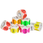 Pre-Printed Inventory Labels - Months of the Year - Circles Picture for category <p>Date and organize inventory with these pressure sensitive labels.</p>
<ul>
<li>Table top dispensers available stock numbers SL9506, SL9512 and SL9518.</li>
<li>Wall Mount dispensers available stock numbers LDM250, LDM450, LDM850 and LDM1250.</li>
<li>500 per roll.</li>
</ul>