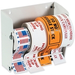 Picture for category <p>Wall Mount Label Dispensers save counter space.</p>
<ul>
<li>Heavy-duty all metal construction.</li>
<li>Pre-drilled holes for easy mounting to wall.</li>
<li>Dispensers are easy to load and thread.</li>
<li>Holds rolls up to 7" in diameter.</li>
</ul>