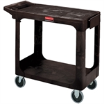 Flat Shelf Carts Picture for category <p>Versatile flat shelves designed to transport oversized, bulky items.</p>
<ul style="list-style-type: square;">
<li>Top shelf makes a convenient <a href="http://www.usapackaging.net/p/5456/mobile-work-center"><strong>mobile work surface</strong></a>.</li>
<li>Use bottom shelf to hold frequently used parts and equipment.</li>
<li>Sturdy structural foam construction; won't rust, dent, chip or peel.</li>
<li>Large, non-marking 5" casters.</li>
<li>Assembly required.</li>
</ul>