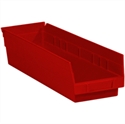 Picture of 17 7/8" x 4 1/8" x 4" Red Plastic Shelf Bin Boxes