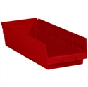 Picture of 17 7/8" x 6 5/8" x 4" Red Plastic Shelf Bin Boxes