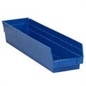 Picture of 23 5/8" x 4 1/8" x 4" Blue Plastic Shelf Bin Boxes