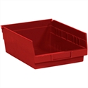 Picture of 11 5/8" x 11 1/8" x 4" Red Plastic Shelf Bin Boxes