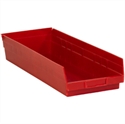 Picture of 23 5/8" x 8 3/8" 4" Red Plastic Shelf Bin Boxes