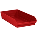 Picture of 23 5/8" x 11 1/8" x 4" Red Plastic Shelf Bin Boxes