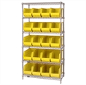 Picture of 36" x 18" x 74"  6 Shelf Wire Shelving Unit with 20 Yellow Bins