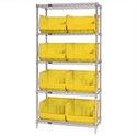Picture of 36" x 18" x 74"  5 Shelf Wire Shelving Unit with 8 Yellow Bins