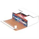 Self-Seal DVD Mailers Picture for category <p>Strong corrugated mailers protect DVDs during shipment.</p>
<ul>
<li>Mailers are constructed from 200#/ECT-32-E oyster white corrugated.</li>
<li>One piece mailer folds together in seconds without tape or glue.</li>
<li>Peel and seal closure.</li>
<li>Mailer features a pull tab to make opening easy.</li>
<li>Sold and shipped flat in bundle quantities.</li>
</ul>