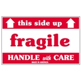Picture of 3" x 5" - "Fragile - This Side Up - HWC" Labels