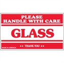 Picture of 3" x 5" - "Glass - Please Handle With Care" Labels