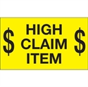Picture of 3" x 5" - "$ High Claim Item $" (Fluorescent Yellow) Labels