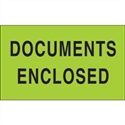 Picture of 3" x 5" - "Documents Enclosed" (Fluorescent Green) Labels