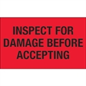 Picture of 3" x 5" - "Inspect For Damage Before Accepting" (Fluorescent Red) Labels
