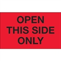 Picture of 3" x 5" - "Open This Side Only" (Fluorescent Red) Labels
