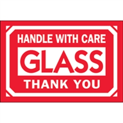 Picture of 2" x 3" - "Glass - Handle With Care - Thank You" Labels