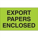 Picture of 3" x 5" - "Export Papers Enclosed" (Fluorescent Green) Labels
