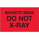 Picture of 3" x 5" - "Magnetic Media Do Not X-Ray" (Fluorescent Red) Labels