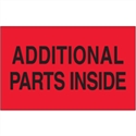 Picture of 3" x 5" - "Additional Parts Inside" (Fluorescent Red) Labels