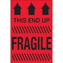 Picture of 4" x 6" - "This End Up - Fragile" (Fluorescent Red) Labels