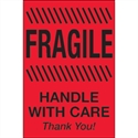 Picture of 4" x 6" - "Fragile - Handle With Care" (Fluorescent Red) Labels