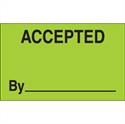 Picture of 1 1/4" x 2" - "Accepted By" (Fluorescent Green) Labels